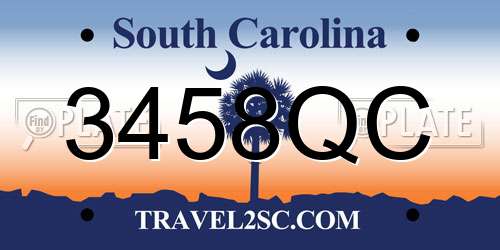 3458QC South Carolina License Plate