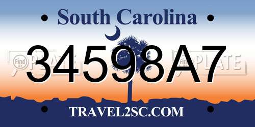 34598A7 South Carolina License Plate