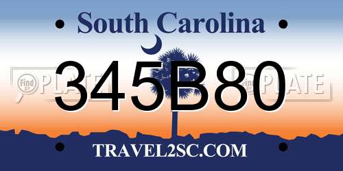 345B80 South Carolina License Plate