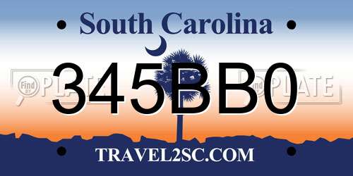 345BB0 South Carolina License Plate