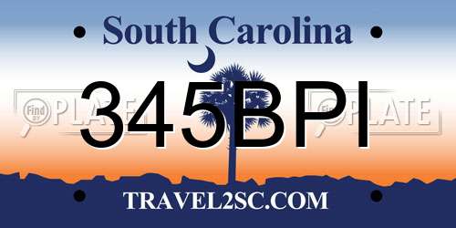 345BPI South Carolina License Plate