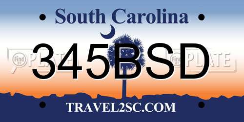 345BSD South Carolina License Plate