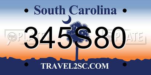 345S80 South Carolina License Plate