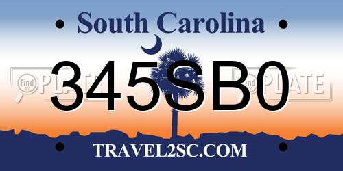 345SB0 South Carolina License Plate