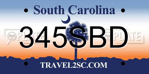 345SBD South Carolina License Plate