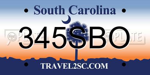 345SBO South Carolina License Plate