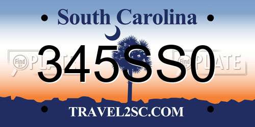 345SS0 South Carolina License Plate