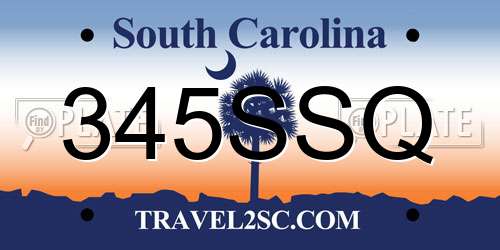 345SSQ South Carolina License Plate