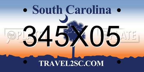 345X05 South Carolina License Plate