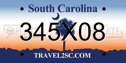 345X08 South Carolina License Plate
