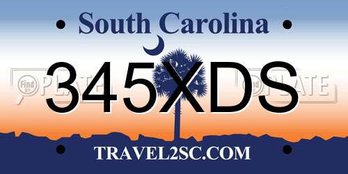 345XDS South Carolina License Plate