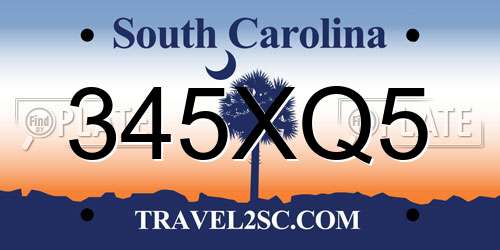 345XQ5 South Carolina License Plate