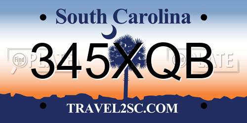 345XQB South Carolina License Plate
