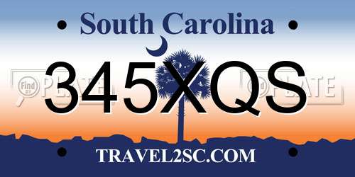 345XQS South Carolina License Plate