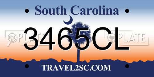 3465CL South Carolina License Plate