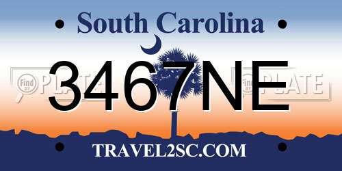 3467NE South Carolina License Plate