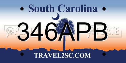 346APB South Carolina License Plate