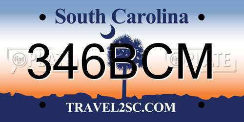 346BCM South Carolina License Plate