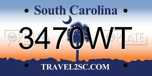 3470WT South Carolina License Plate