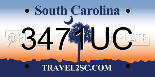 3471UC South Carolina License Plate