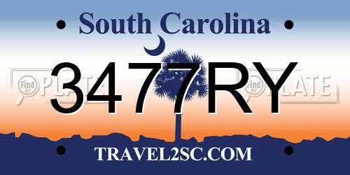 3477RY South Carolina License Plate