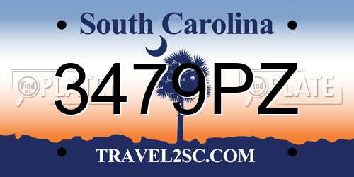 3479PZ South Carolina License Plate