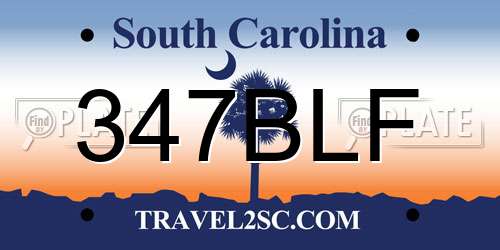 347BLF South Carolina License Plate