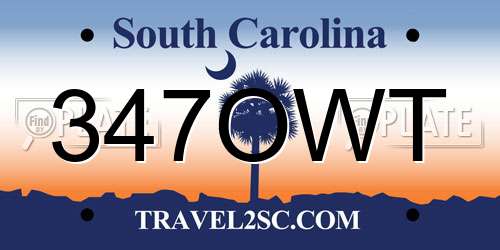 347OWT South Carolina License Plate
