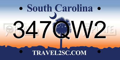 347QW2 South Carolina License Plate