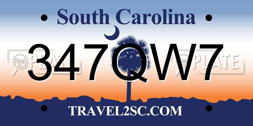 347QW7 South Carolina License Plate