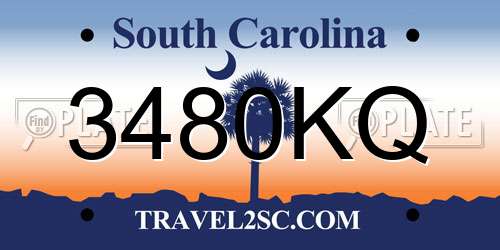 3480KQ South Carolina License Plate