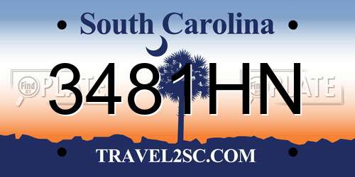 3481HN South Carolina License Plate