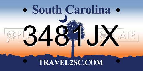 3481JX South Carolina License Plate