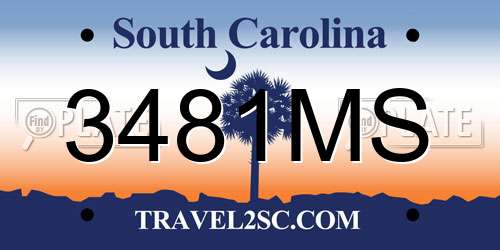 3481MS South Carolina License Plate