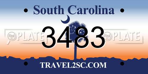 3483 South Carolina License Plate