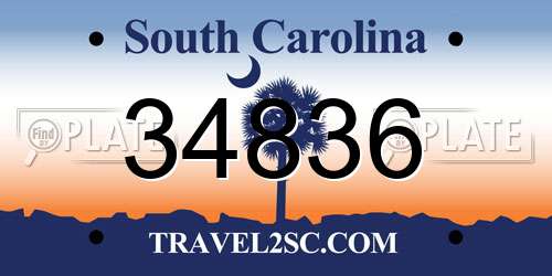 34836 South Carolina License Plate