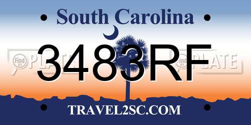 3483RF South Carolina License Plate