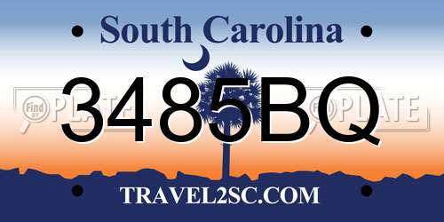 3485BQ South Carolina License Plate