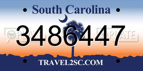 3486447 South Carolina License Plate