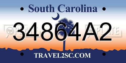 34864A2 South Carolina License Plate