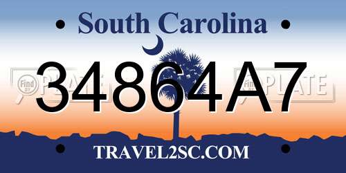 34864A7 South Carolina License Plate