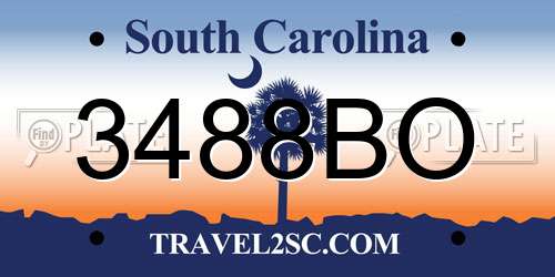 3488BO South Carolina License Plate