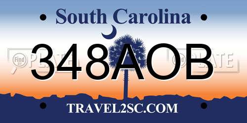 348AOB South Carolina License Plate