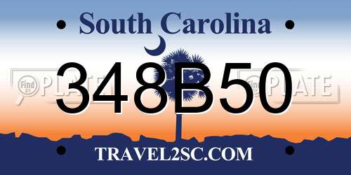 348B50 South Carolina License Plate