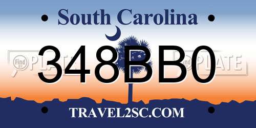 348BB0 South Carolina License Plate
