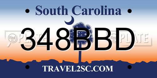348BBD South Carolina License Plate