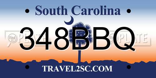 348BBQ South Carolina License Plate