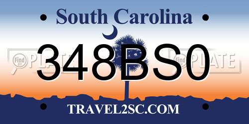 348BS0 South Carolina License Plate