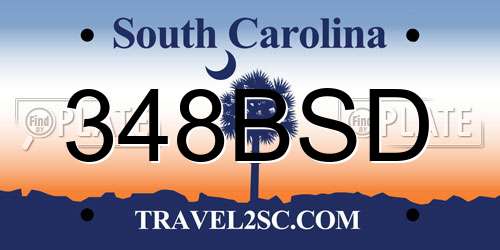 348BSD South Carolina License Plate