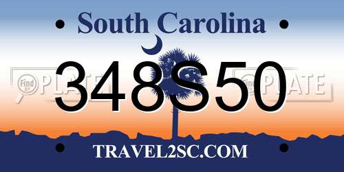 348S50 South Carolina License Plate